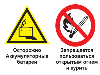 Кз 33 осторожно - аккумуляторные батареи. запрещается пользоваться открытым огнем и курить. (пленка, 600х400 мм) - Знаки безопасности - Комбинированные знаки безопасности - Магазин Охраны Труда fullBUILD